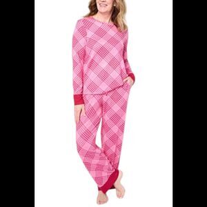 Comfort Code Women's Brushed Ultra 2pc Top/Pant Holiday Set Pink - Regular